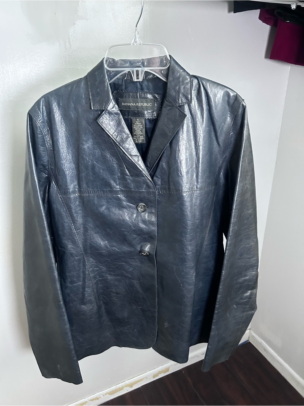 Banana Republic Black Leather Blazer Jacket size 6 vintage